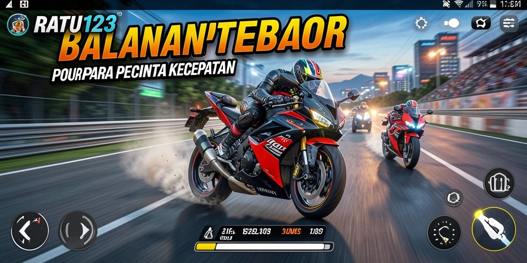 Tampilan gameplay menegangkan dari balapan motor di RATU123.