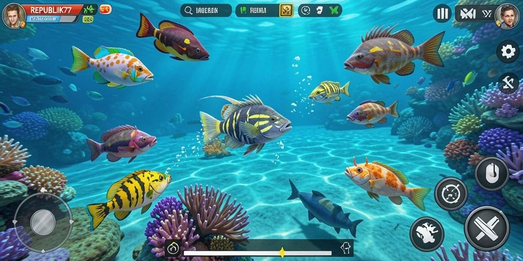 Screenshot menampilkan aksi seru dalam permainan Tembak Ikan.