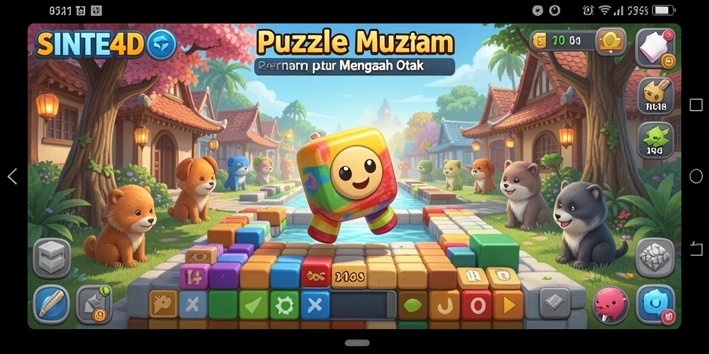 Gambar gameplay SINTE4D yang menampilkan teka-teki menantang dengan grafik menarik.