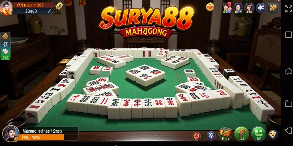 Tampilan menarik gameplay SURYA88 yang penuh tantangan Mahjong.